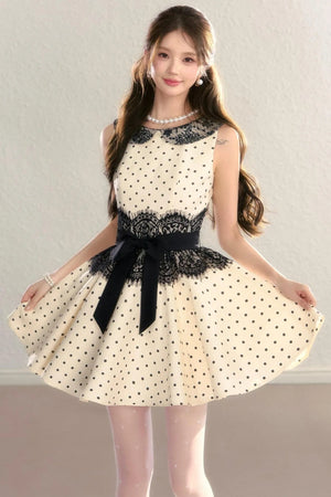 Retro Lace Polka Dot Dress