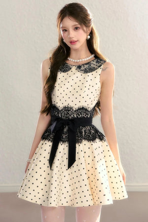 Retro Lace Polka Dot Dress