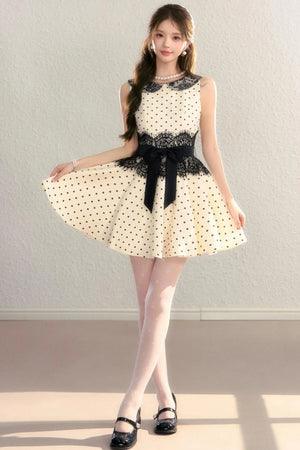 Retro Lace Polka Dot Dress