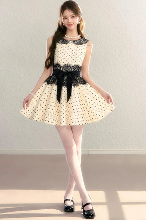 Retro Lace Polka Dot Dress