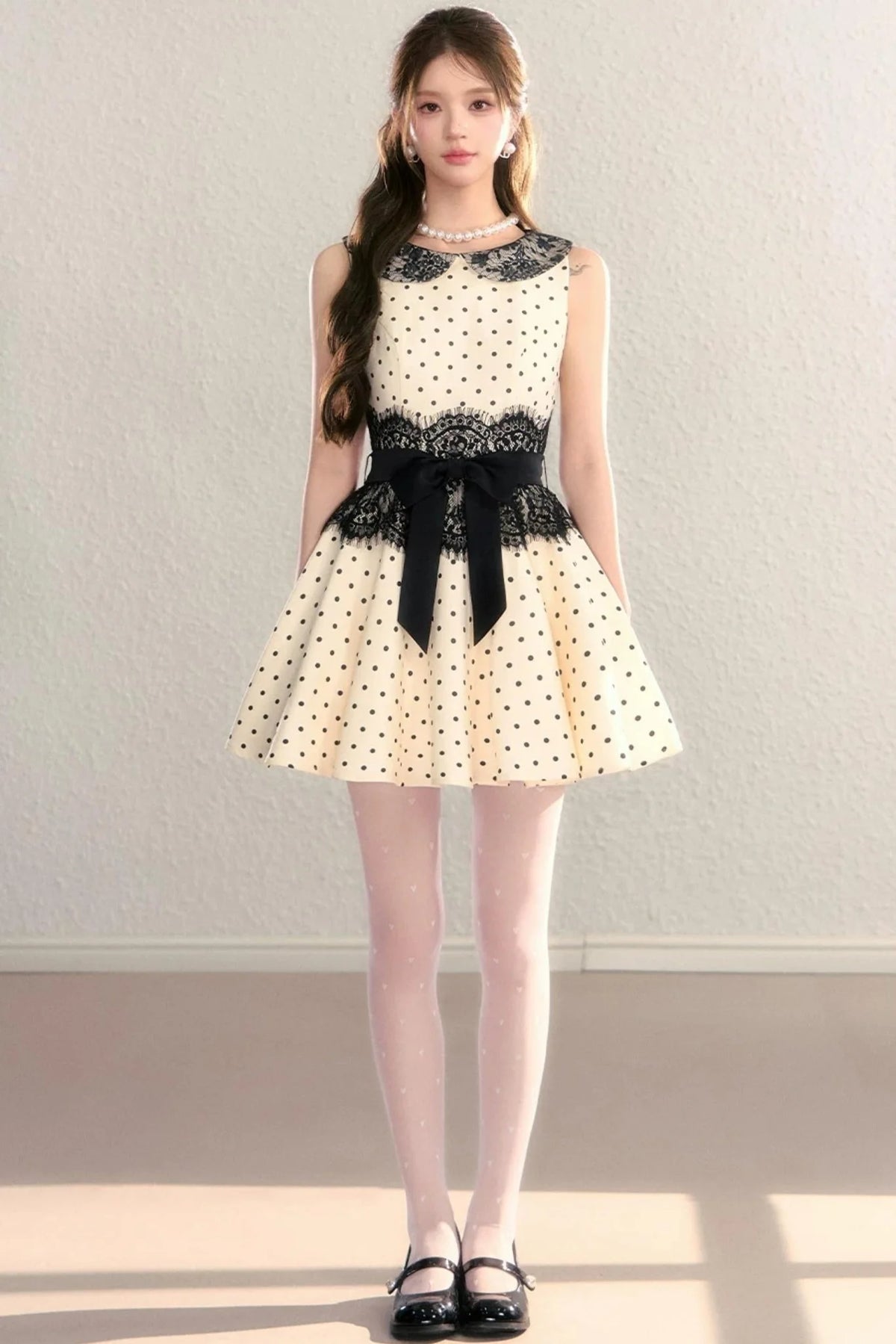 Retro Lace Polka Dot Dress