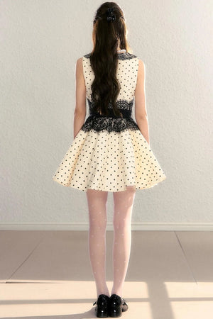Retro Lace Polka Dot Dress