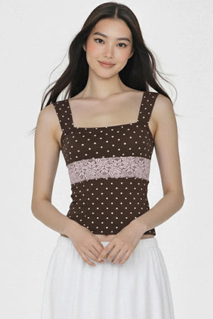 Retro Lace Polka Dot Vest