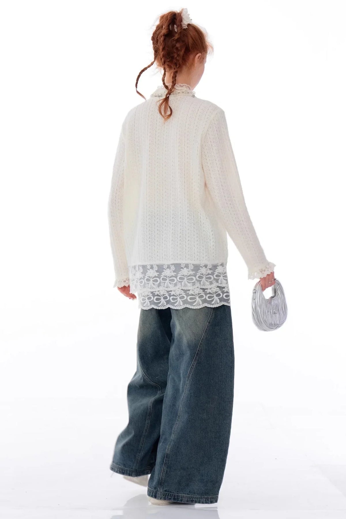 Retro Lace Turtleneck Knit Top