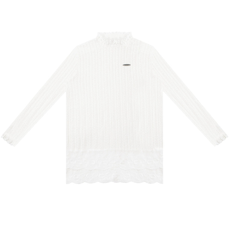 Retro Lace Turtleneck Knit Top