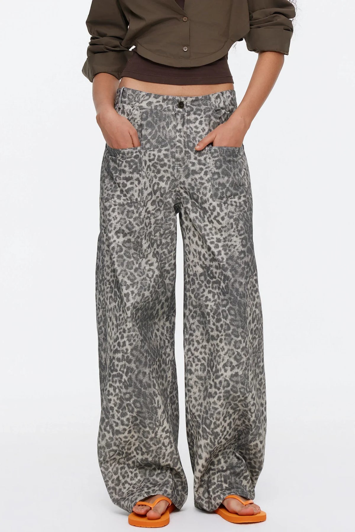 Retro Leopard Print Cotton Pants