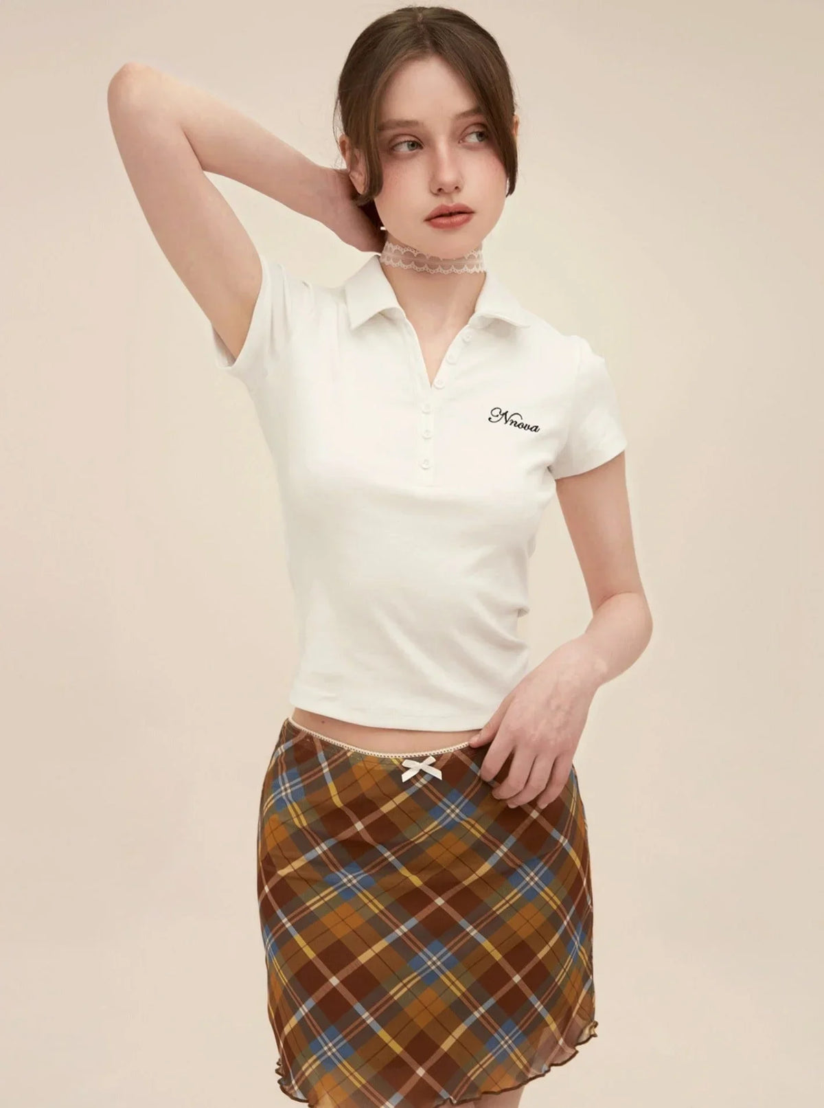 Retro Letter Embroidered Polo Set-Up