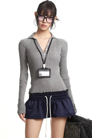 Retro Light Gray Knitted Top