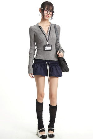 Retro Light Gray Knitted Top