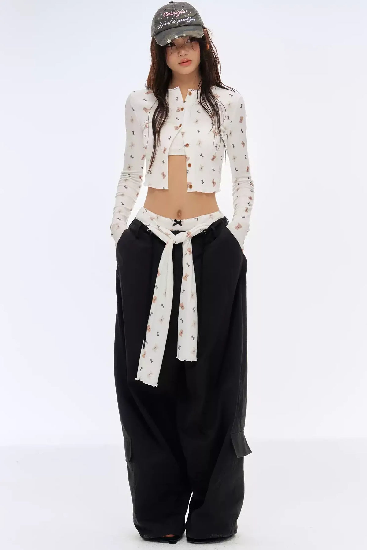 Retro Loose Low-Rise Cargo Pants