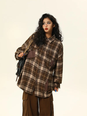Retro Maillard plaid shirt