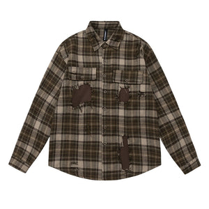 Retro Maillard plaid shirt
