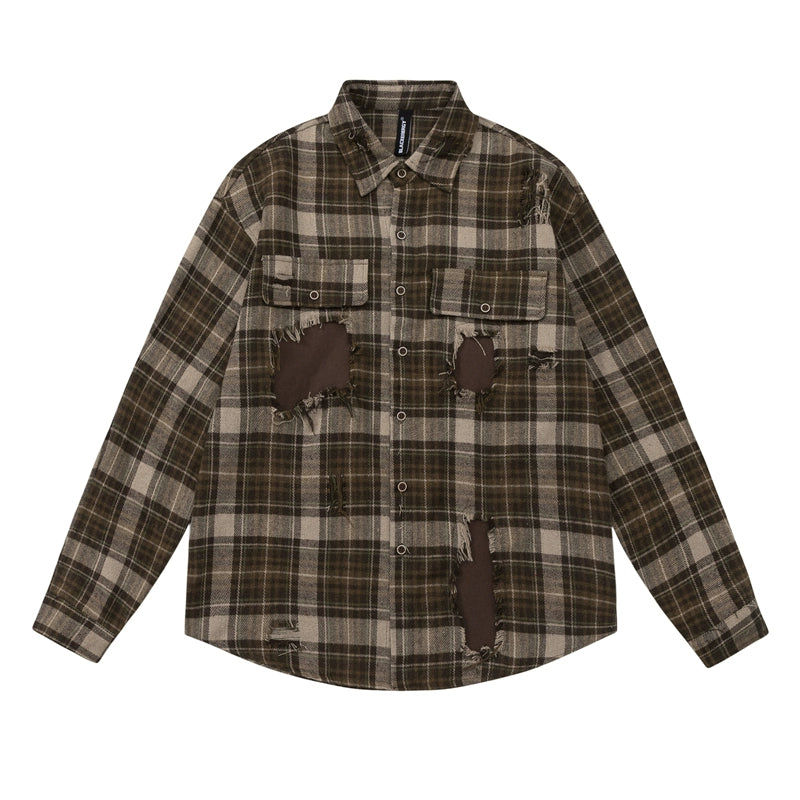 Retro Maillard plaid shirt