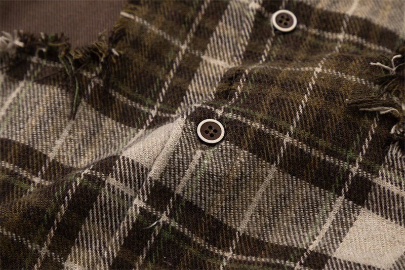 Retro Maillard plaid shirt