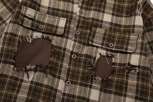 Retro Maillard plaid shirt