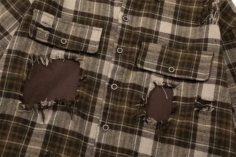 Retro Maillard plaid shirt