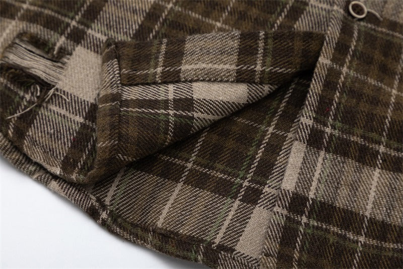 Retro Maillard plaid shirt