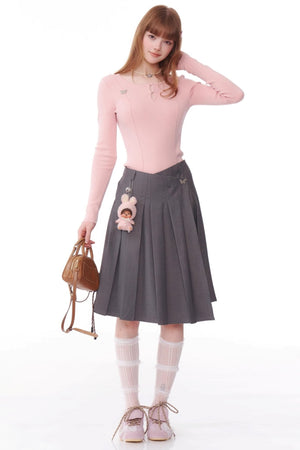 Retro Metal Butterfly Slim Knitted Top