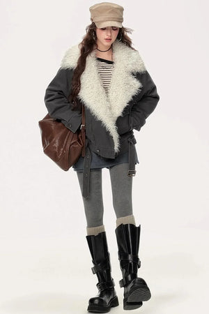 Retro Motorcycle Wind Fur Collar Jacket