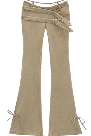 Retro Multi-Belt Flared Jeans
