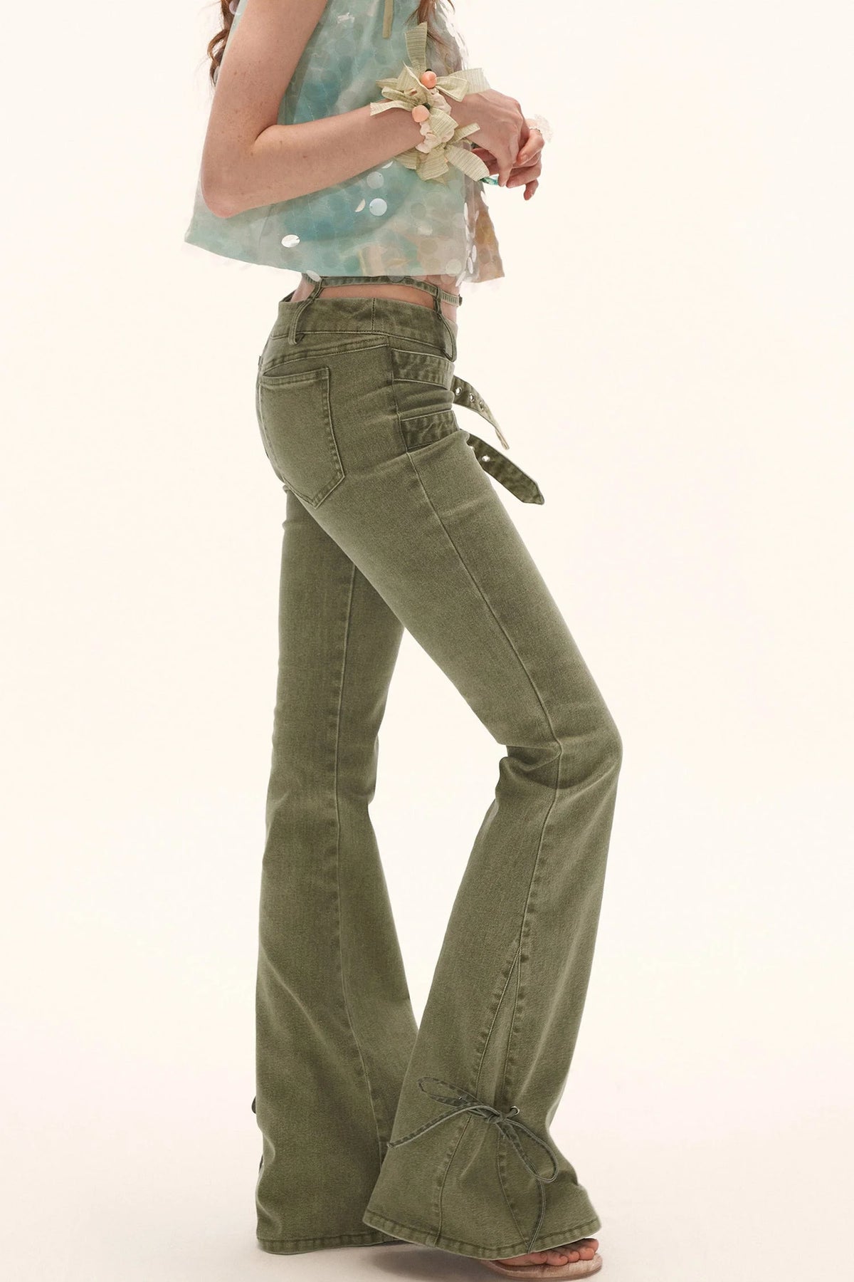 Retro Multi-Belt Flared Jeans