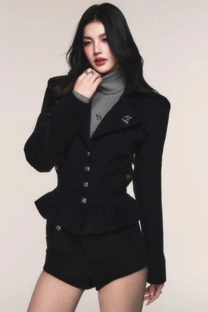 Retro Navy Wool Blazer Set-Up