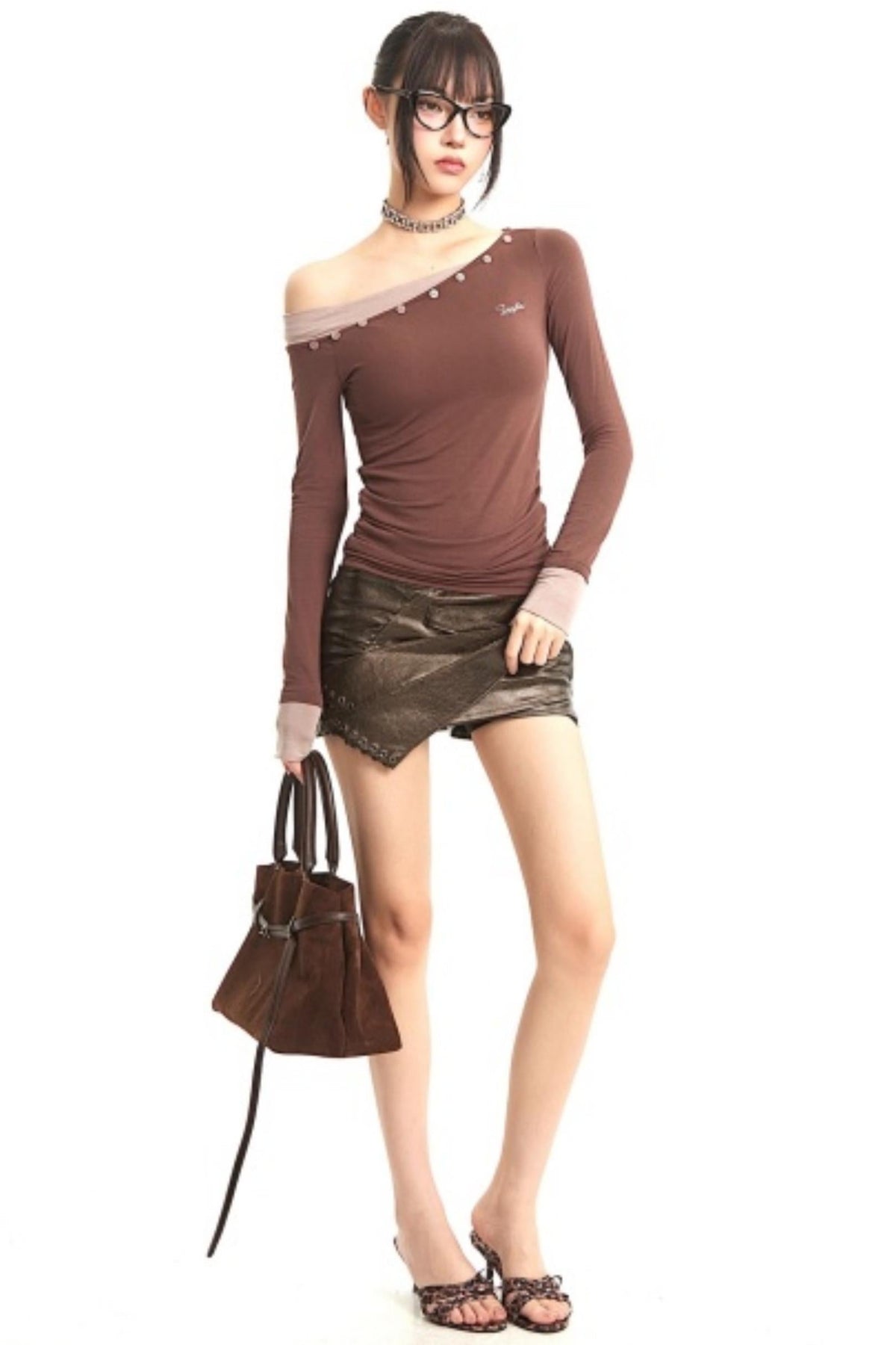 Retro Off-Shoulder Slim Top