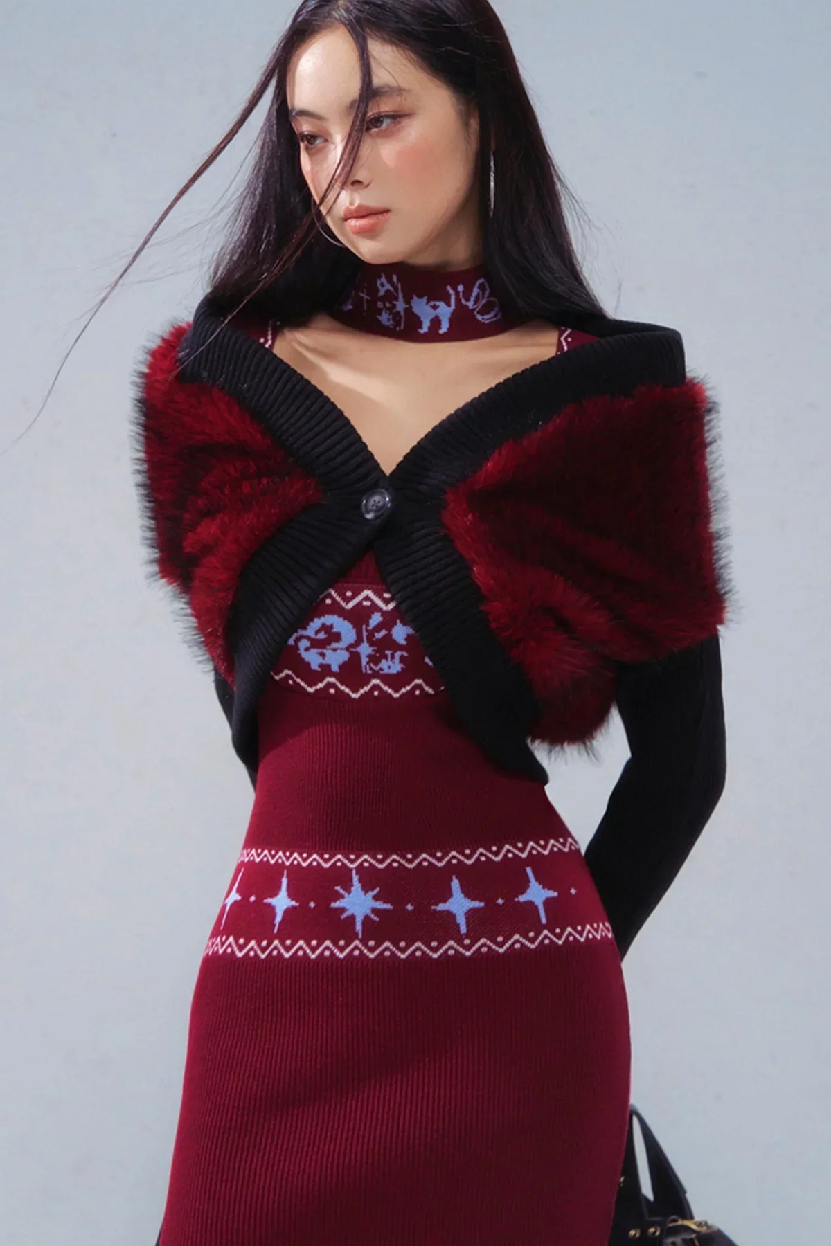 Retro Patchwork Knit Jacket