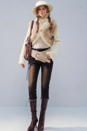Retro Patchwork Knit Jacket