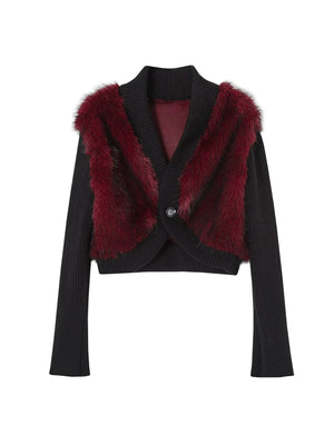 Retro Patchwork Knit Jacket