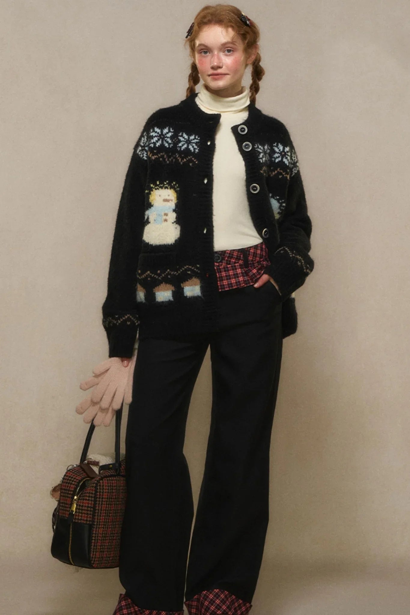 Retro Patchwork Plaid Track Pants