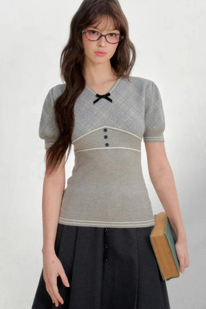 Retro Patterned Knitted Top