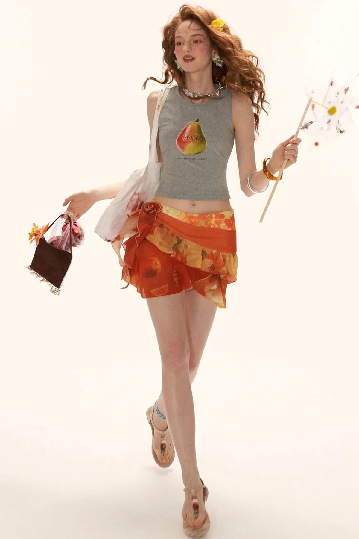 Retro Pear Print Sleeveless Vest