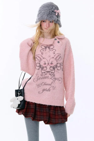 Retro Pink Irregular Sweater