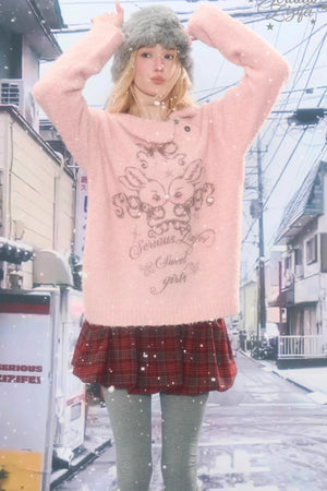 Retro Pink Irregular Sweater