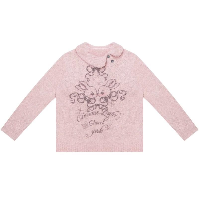 Retro Pink Irregular Sweater