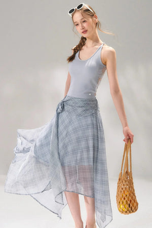 Retro Plaid Chiffon Two-Piece Set-Up