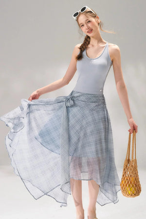 Retro Plaid Chiffon Two-Piece Set-Up