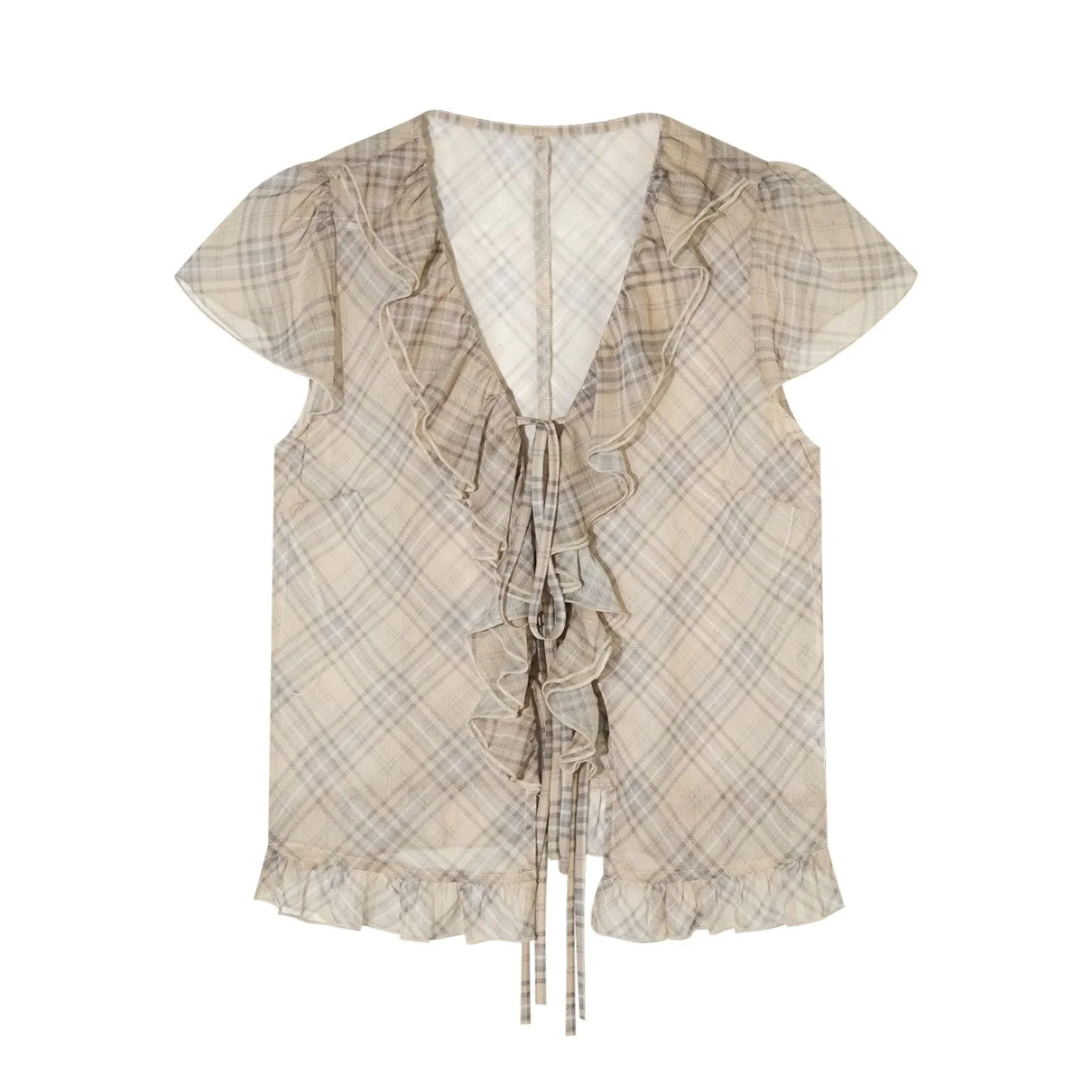 Retro Plaid Chiffon Two-Piece Set-Up