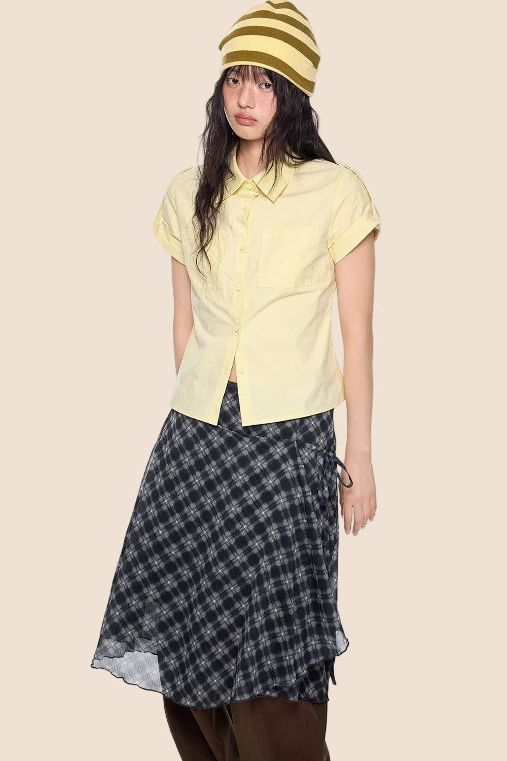 Retro Plaid Cropped Shirt