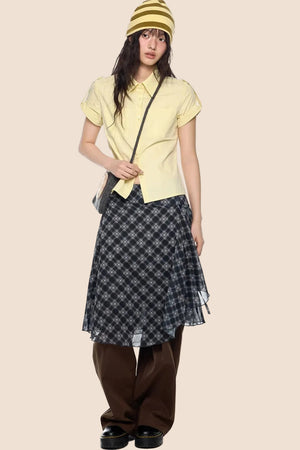 Retro Plaid Cropped Shirt