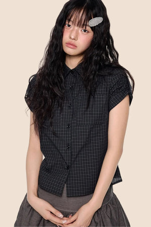 Retro Plaid Cropped Shirt
