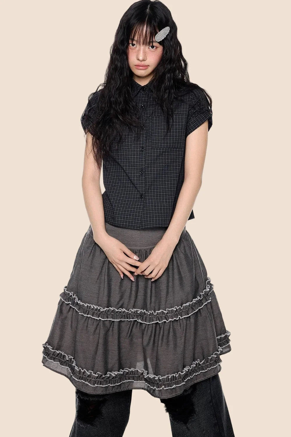 Retro Plaid Cropped Shirt