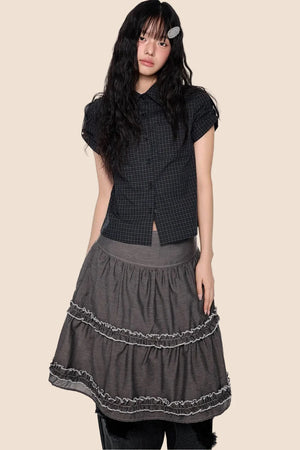 Retro Plaid Cropped Shirt