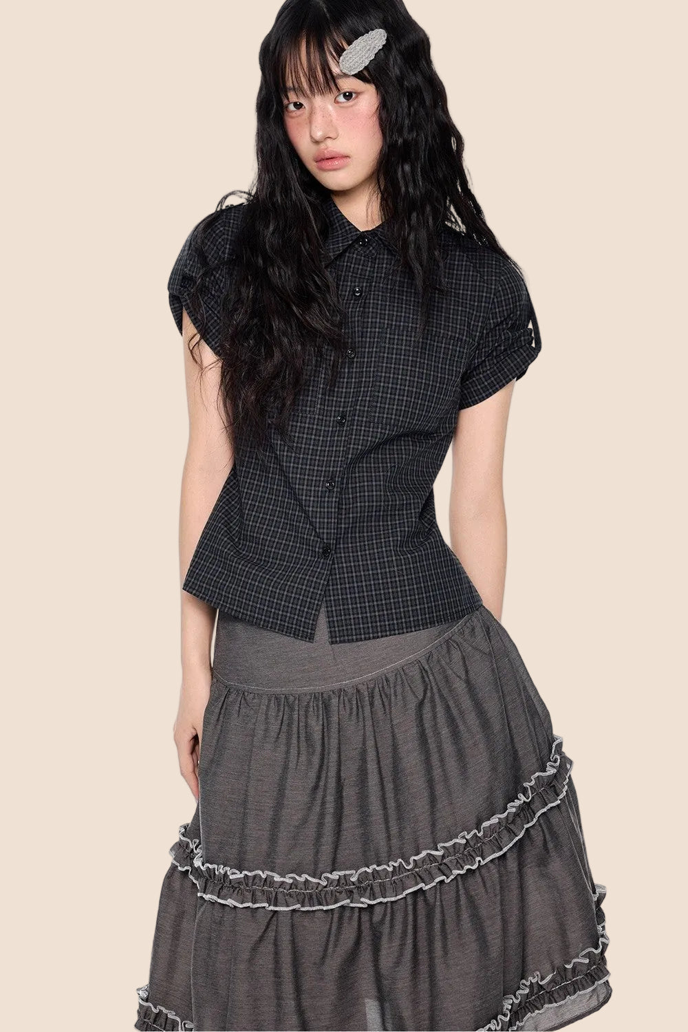 Retro Plaid Cropped Shirt