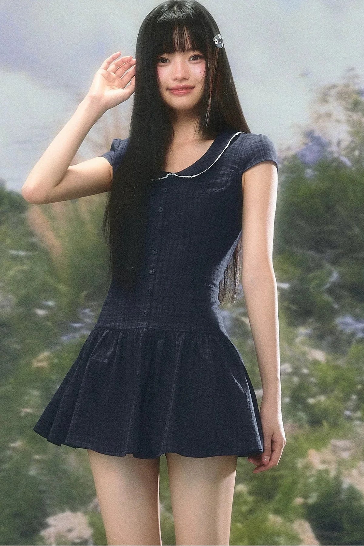 Retro Plaid Doll Collar Dress