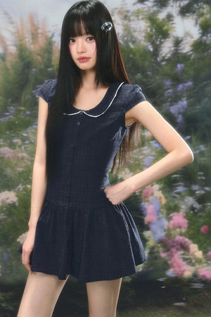 Retro Plaid Doll Collar Dress