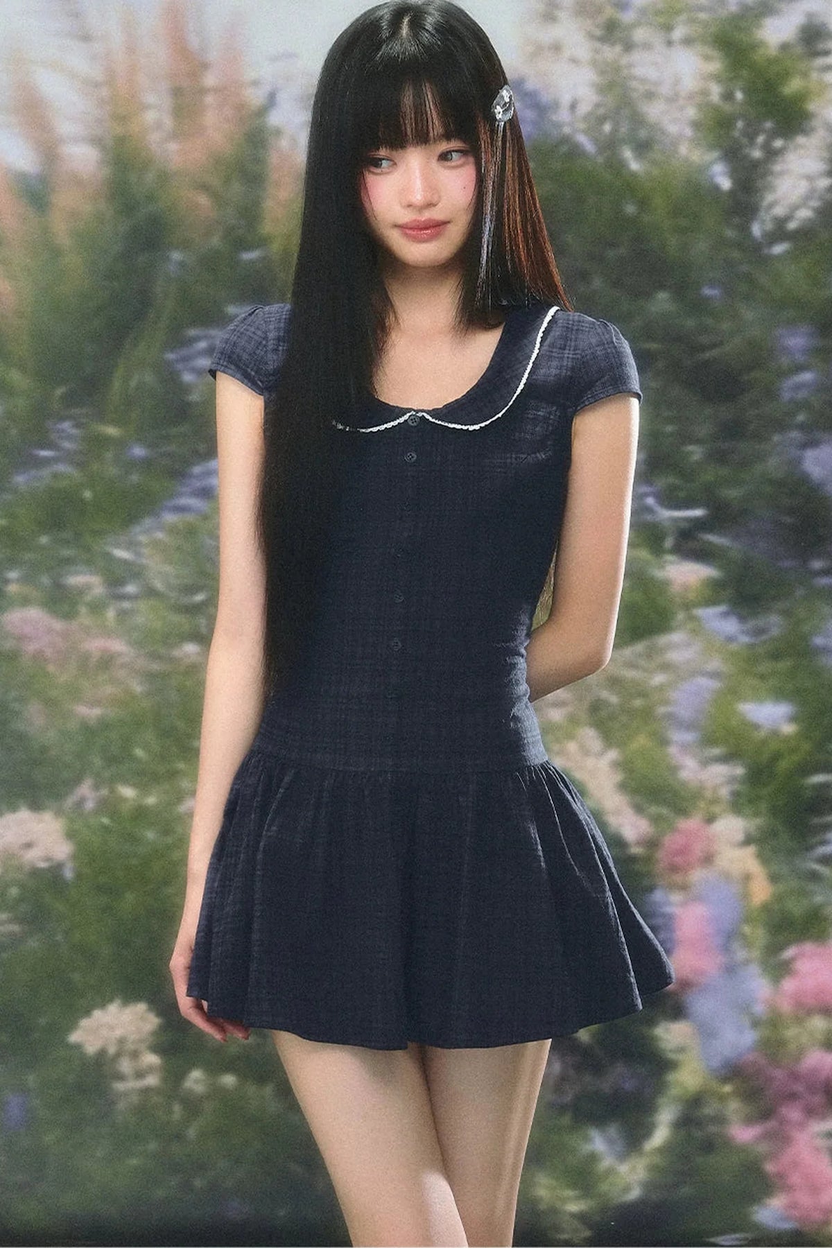 Retro Plaid Doll Collar Dress