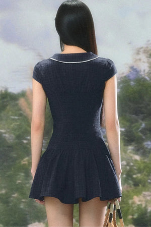 Retro Plaid Doll Collar Dress