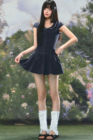 Retro Plaid Doll Collar Dress